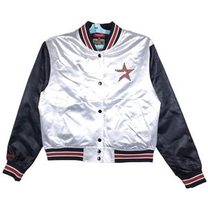 Houston Astros Mitchell‎ & Ness MLB Womens Large Varsity Jacket White Black New